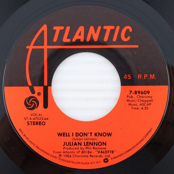 Julian Lennon – Valotte / Well I Don't Know 1984 45 rpm 7" Vinyl Record 7-89609 - Picture 5 of 8